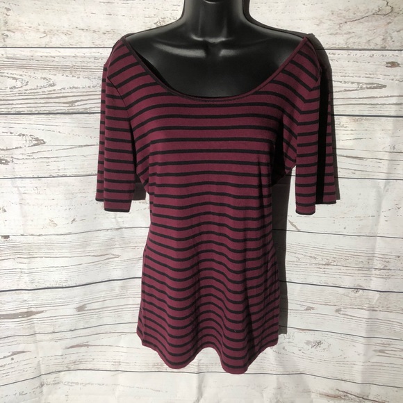 Decree Tops - Striped off the shoulder top, XL